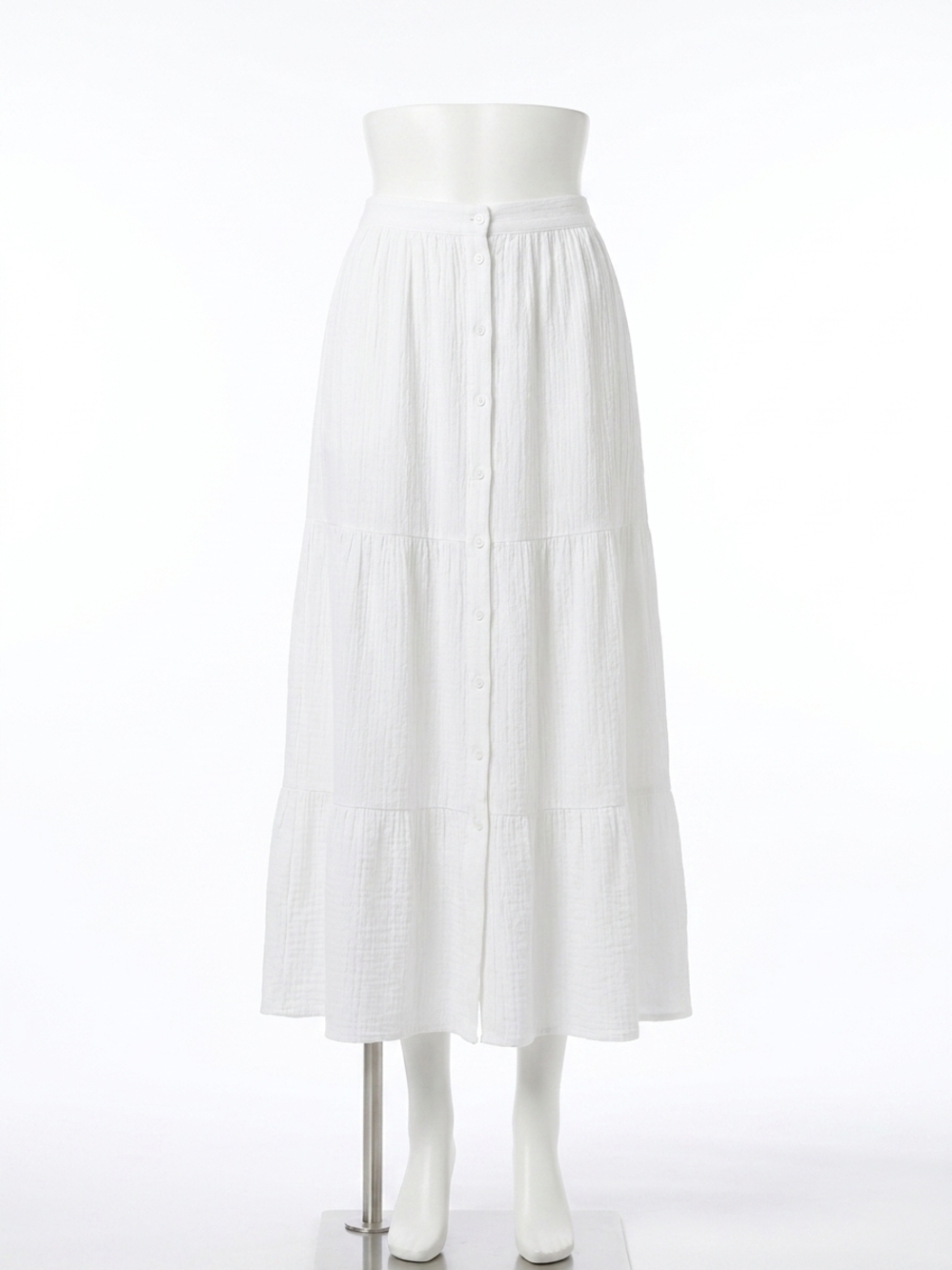 NEW BOBI tiered maxi skirt in white